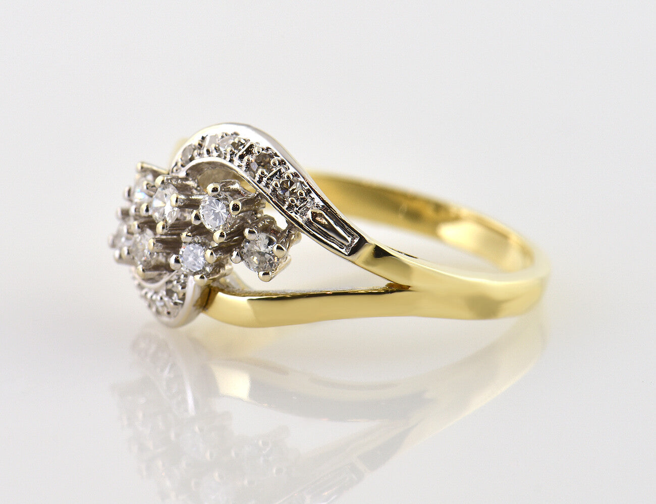 Diamant Ring 585 14 K Gelbgold 16 Diamanten zus. 0,42 ct