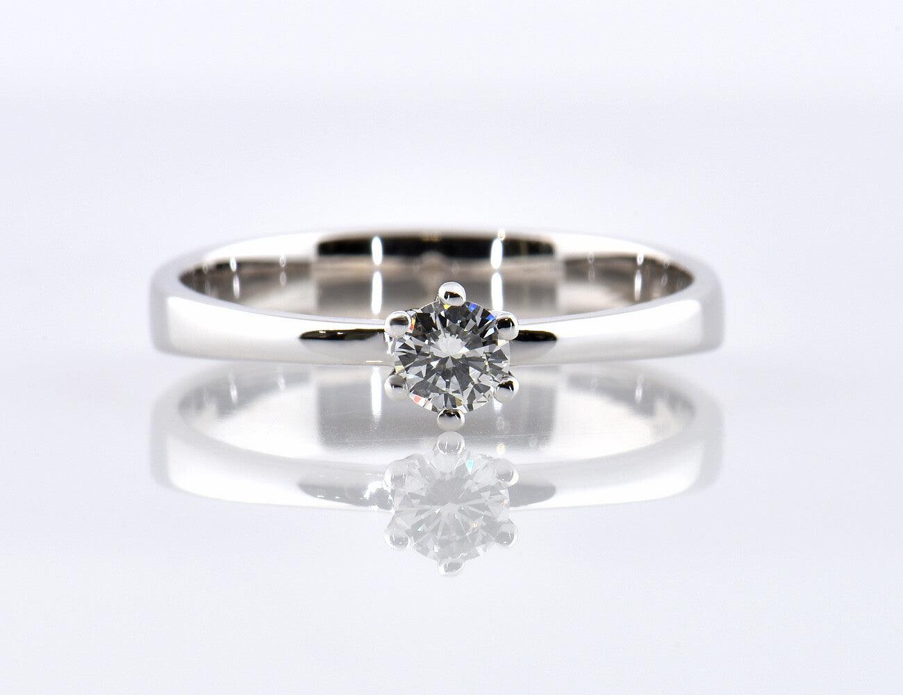 Solitär Diamant Ring 585/000 14 K Weißgold Brillant 0,20 ct