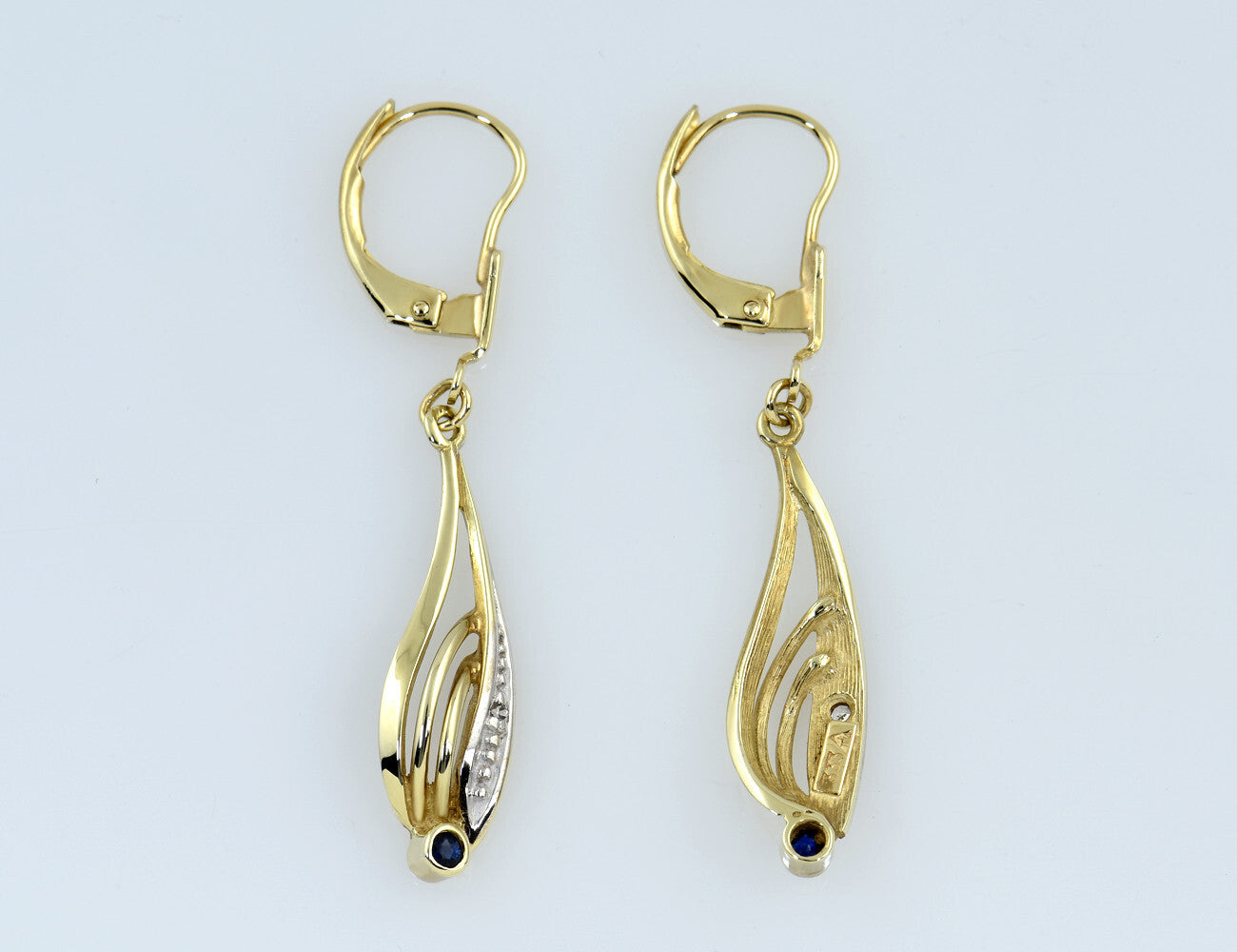 Ohrringe Ohrhänger Saphir 333/000 8 K Gelbgold