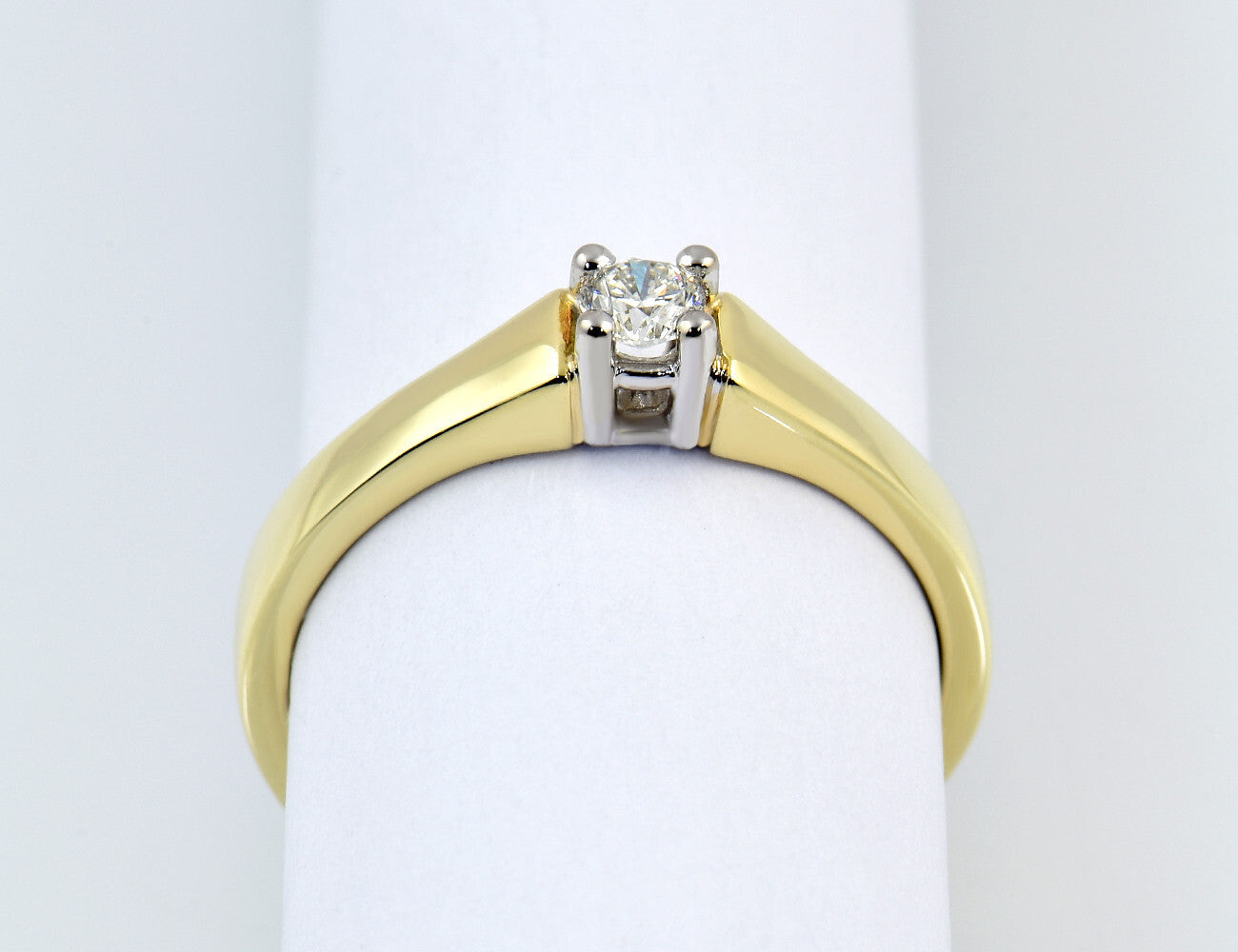 Diamant Solitär Ring 585/000 14 K Gelbgold Brillant 0,15 ct