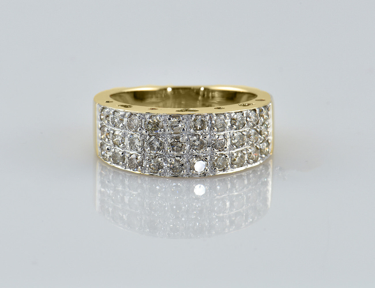 Diamant Ring 417/000 10 K Gelbgold 30 Brillanten zus. 1,20 ct