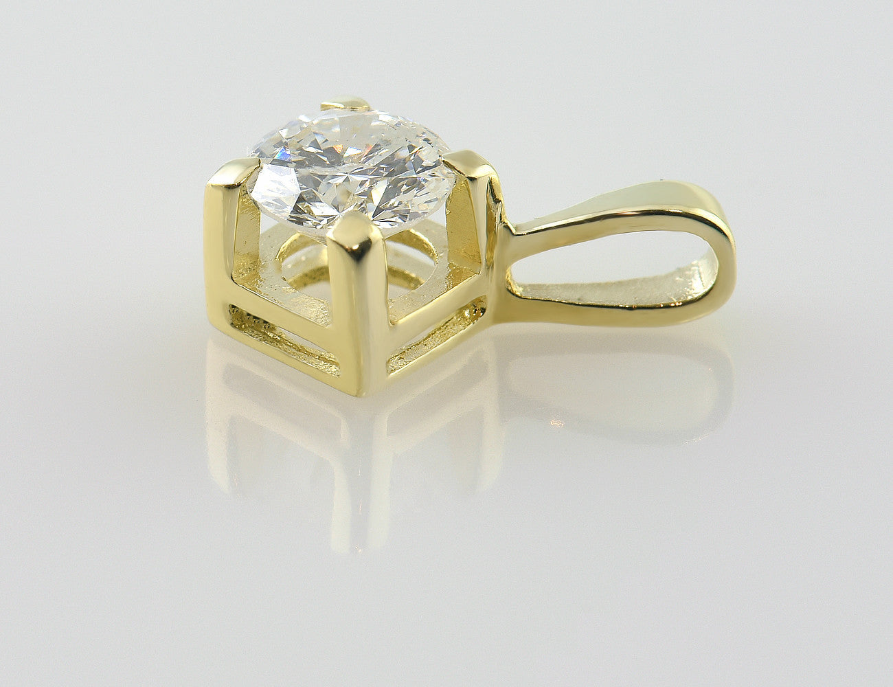 Solitär Anhänger Diamant 585/000 14 K Gelbgold Brillant 0,60 ct