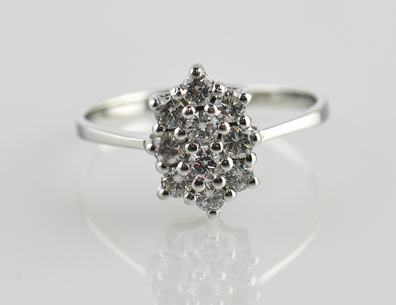 Diamant Ring 585/000 14 K Weißgold 10 Brillanten zus. 0,49 ct