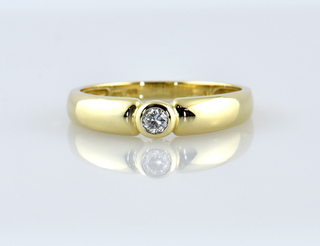 Diamant Solitär Ring 585/000 Gelbgold 14 K Brillant 0,10 ct