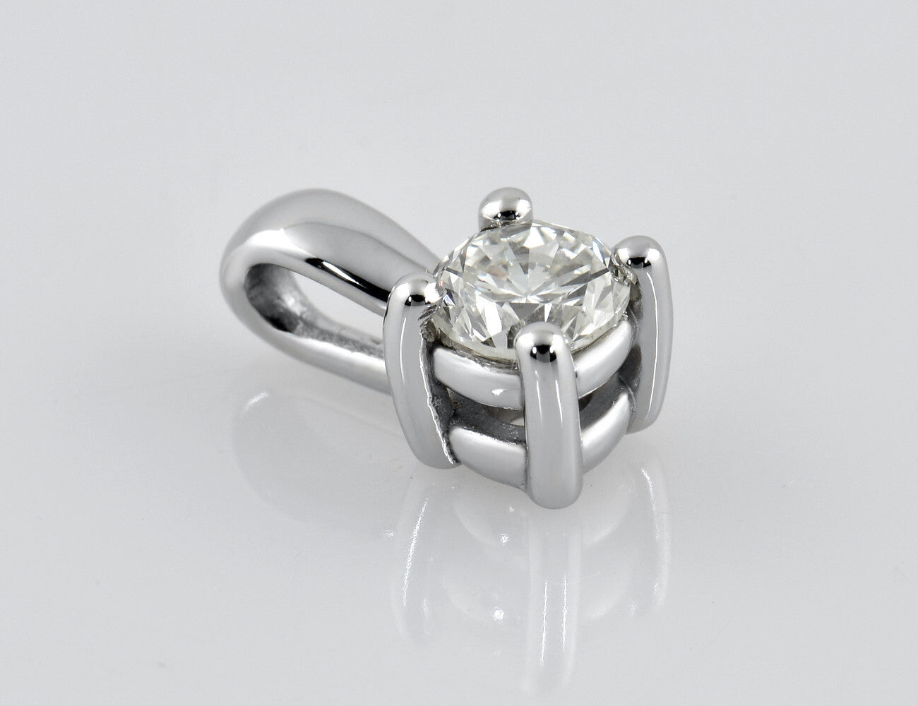 Diamant Solitär Anhänger 585/000 14 K Weißgold 1 Brillant  0,32 ct