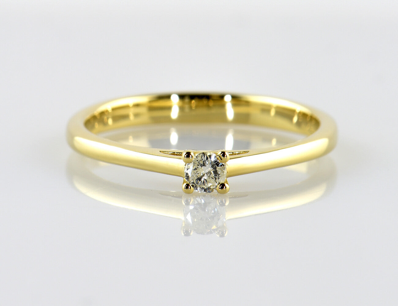 Solitär Diamant Ring 585/000 14 K Gelbgold Brillant 0,11 ct