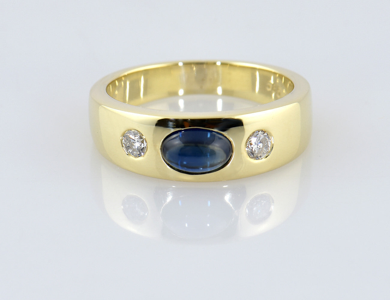 Saphir Diamant Ring 585/000 14 K Gelbgold 2 Brillanten zus. 0,12 ct