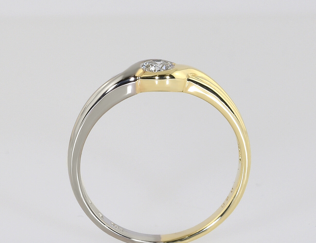 Diamant Solitär Ring 585/000 14 K Gelb-Weißgold Brillant 0,20 ct