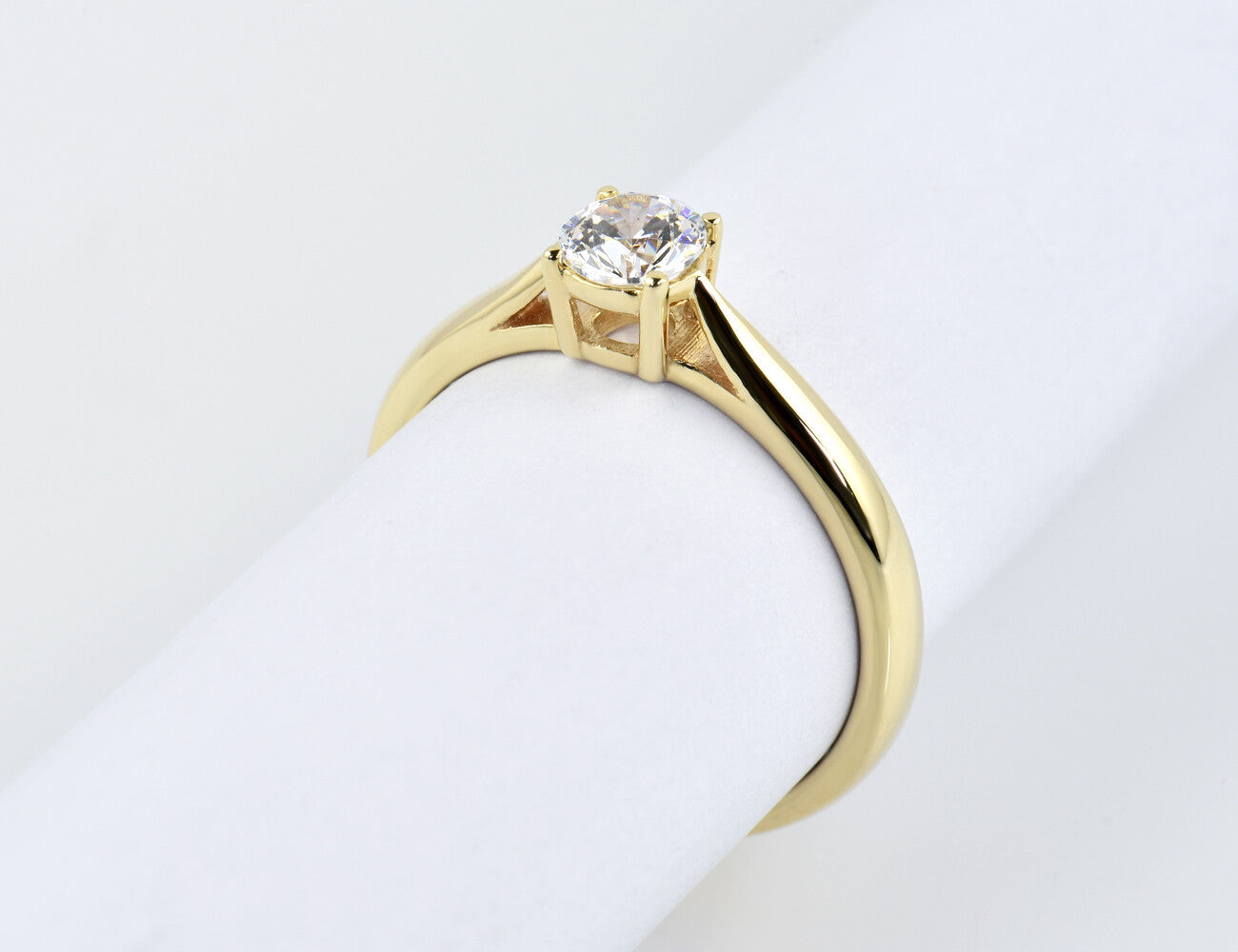 Solitär Swarovski Ring 585/000 14 K Gelbgold 0,70 ct Swarovski