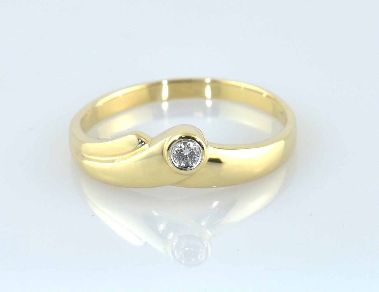 Diamant Ring 585/000 14 K Gelbgold 1 Brillant 0,05 ct