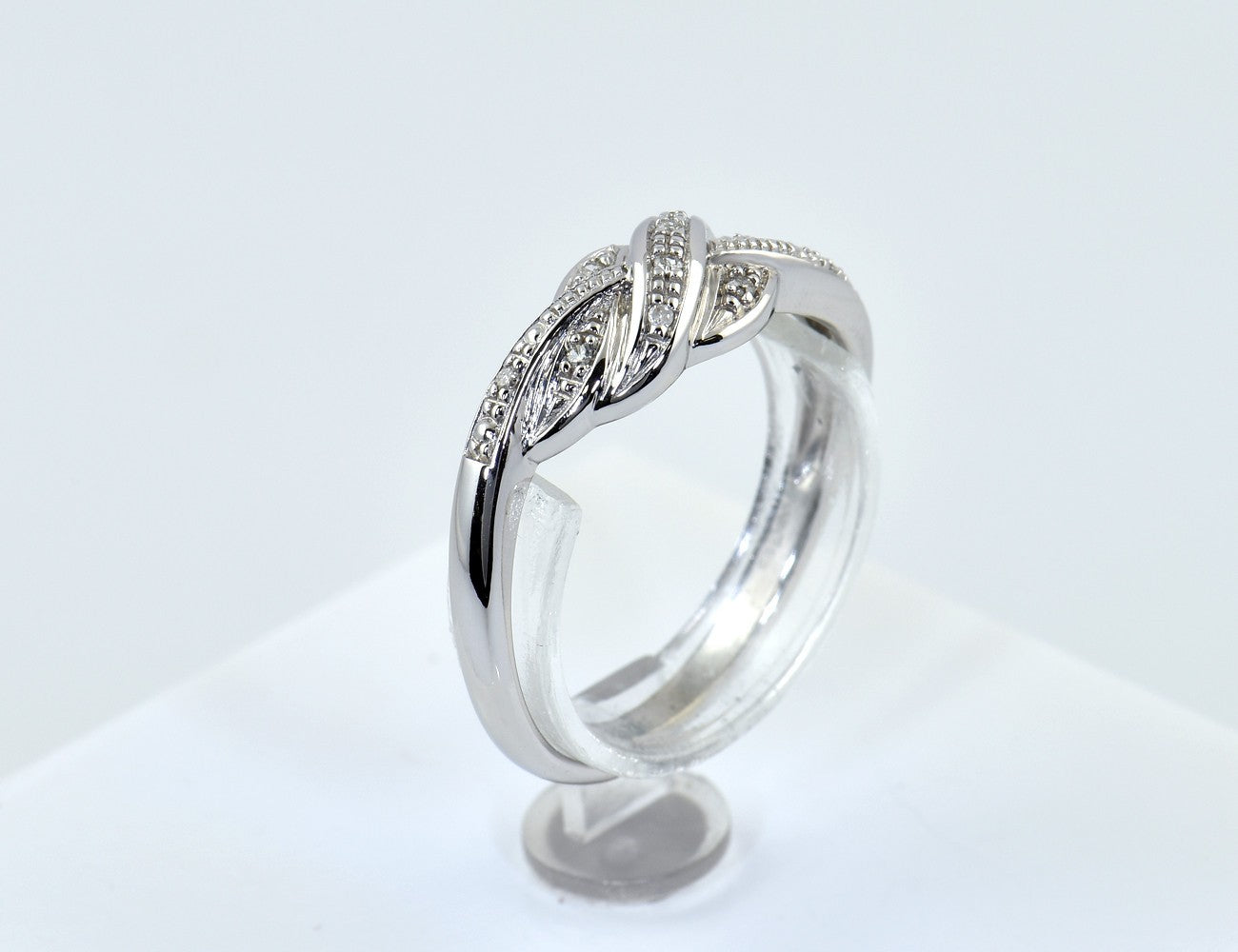 Diamant Ring 375/000 9 K Weißgold 10 Diamanten zus. 0,04 ct