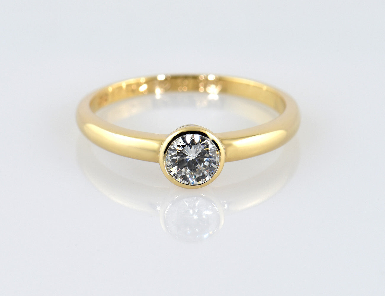 Diamant Solitär Ring 585/000 14 K Gelbgold Brillant 0,52 ct