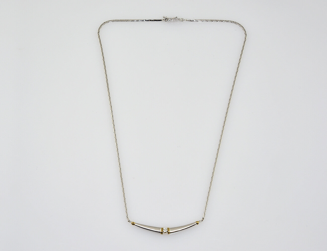 Kette 585/000 14 K Weißgold Collier 1 Diamant 0,14 ct, 43 cm lang