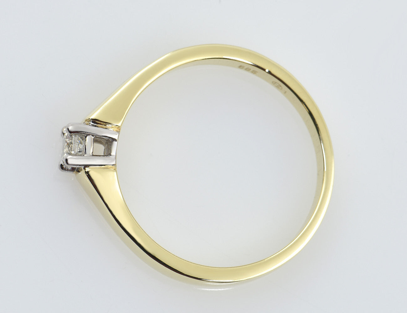 Diamant Solitär Ring 585/000 14 K Gelbgold Brillant 0,15 ct