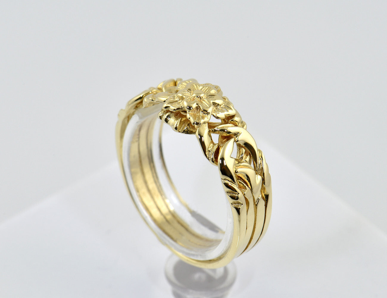 Puzzle Ring 585/000 14 K Gelbgold 4 Ringe Ineinander verschlungen