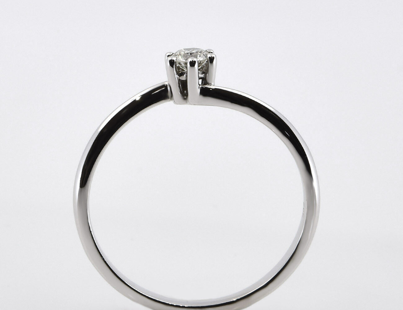 Solitär Diamant Ring 585/000 14 K Weißgold Brillant 0,16 ct