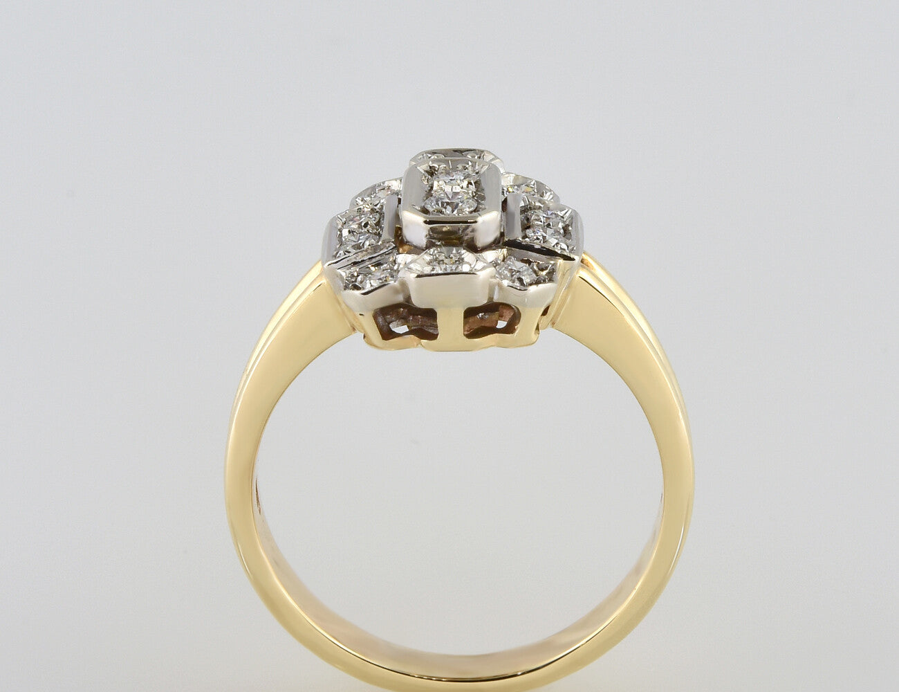 Diamant Ring 585/000 14 K Gelbgold 12 Brillanten zus. 0,40 ct