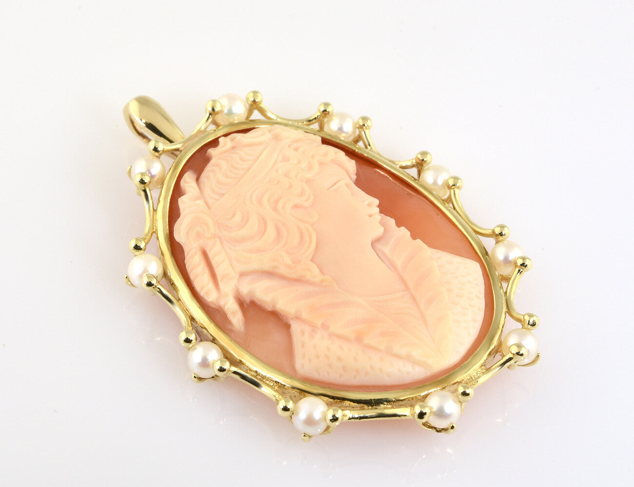 Anhänger Muschelgemme 375/000 9 K Gelbgold 10 Zuchtperlen