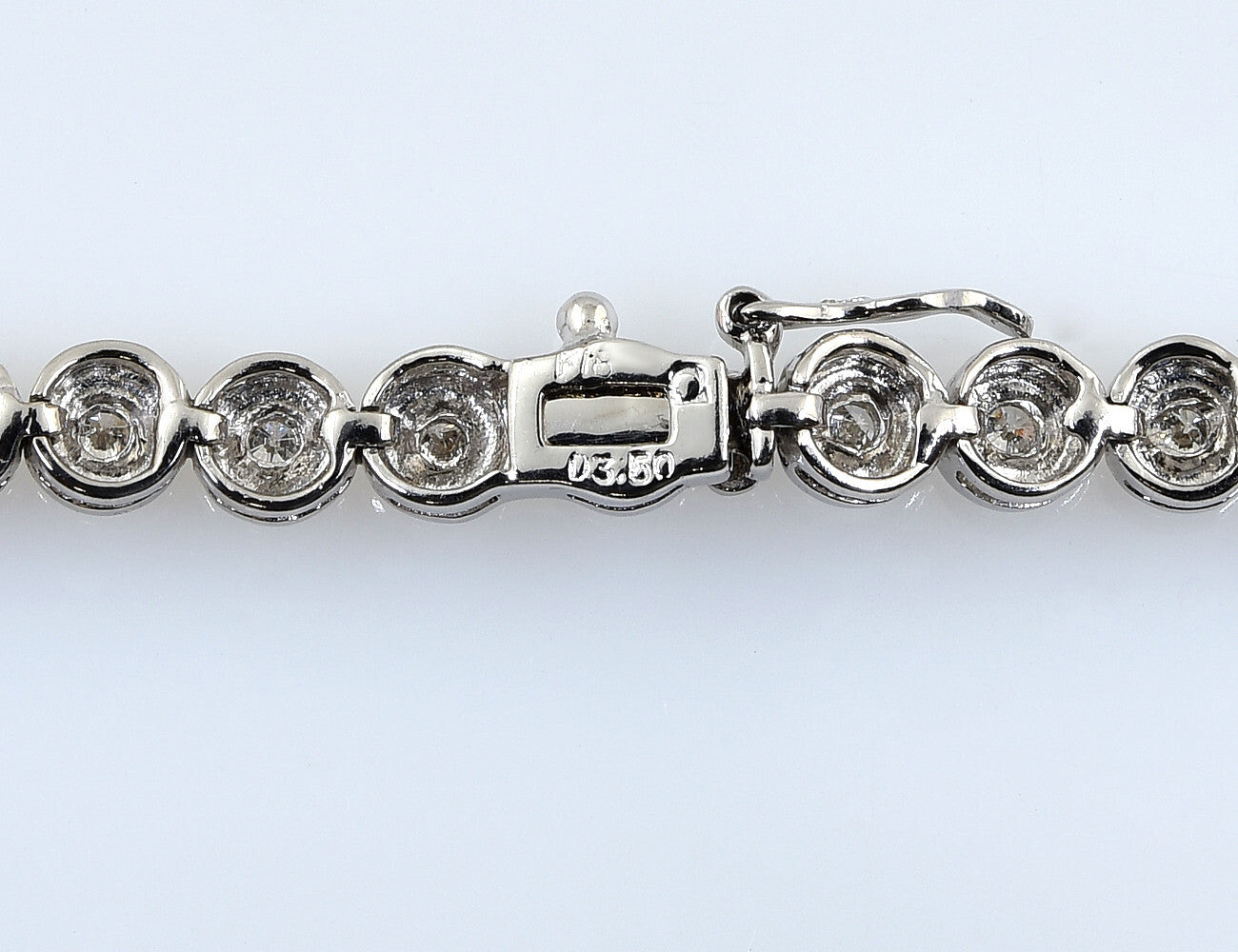 Tennis Kette 750/000 18 K Weißgold, 91 Brillanten zus. 3,50 ct, Kette 43 cm