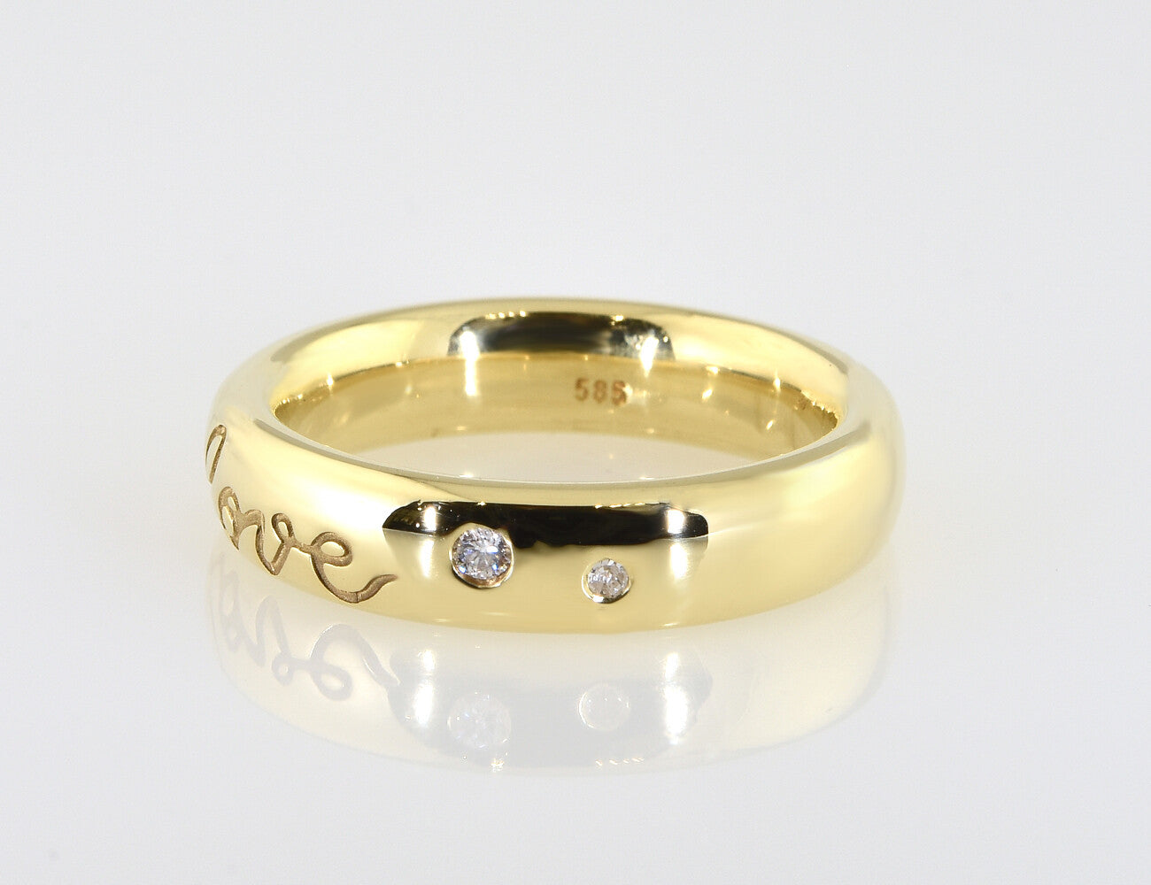 Diamant Ring "love" 585/000 14 K Gelbgold 4 Brillanten zus. 0,08 ct