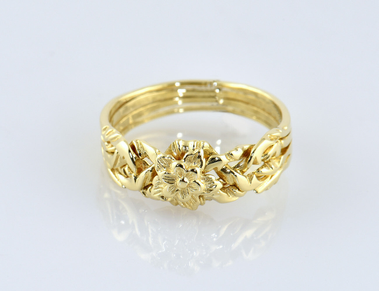 Puzzle Ring 585/000 14 K Gelbgold 4 Ringe Ineinander verschlungen