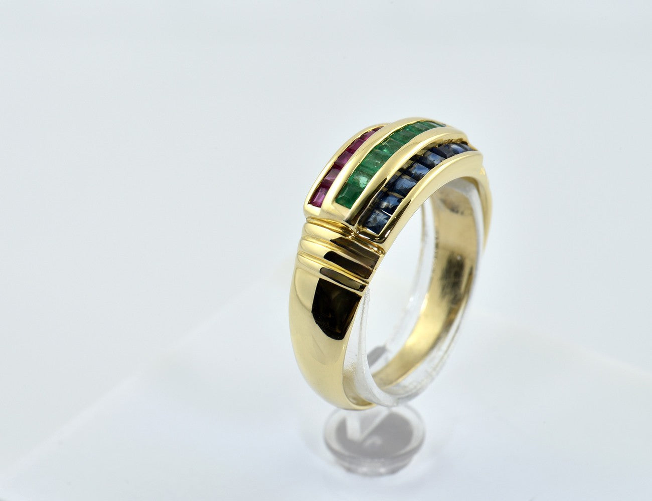 Ring Smaragd Rubin Saphir 750/000 18 K Gelbgold