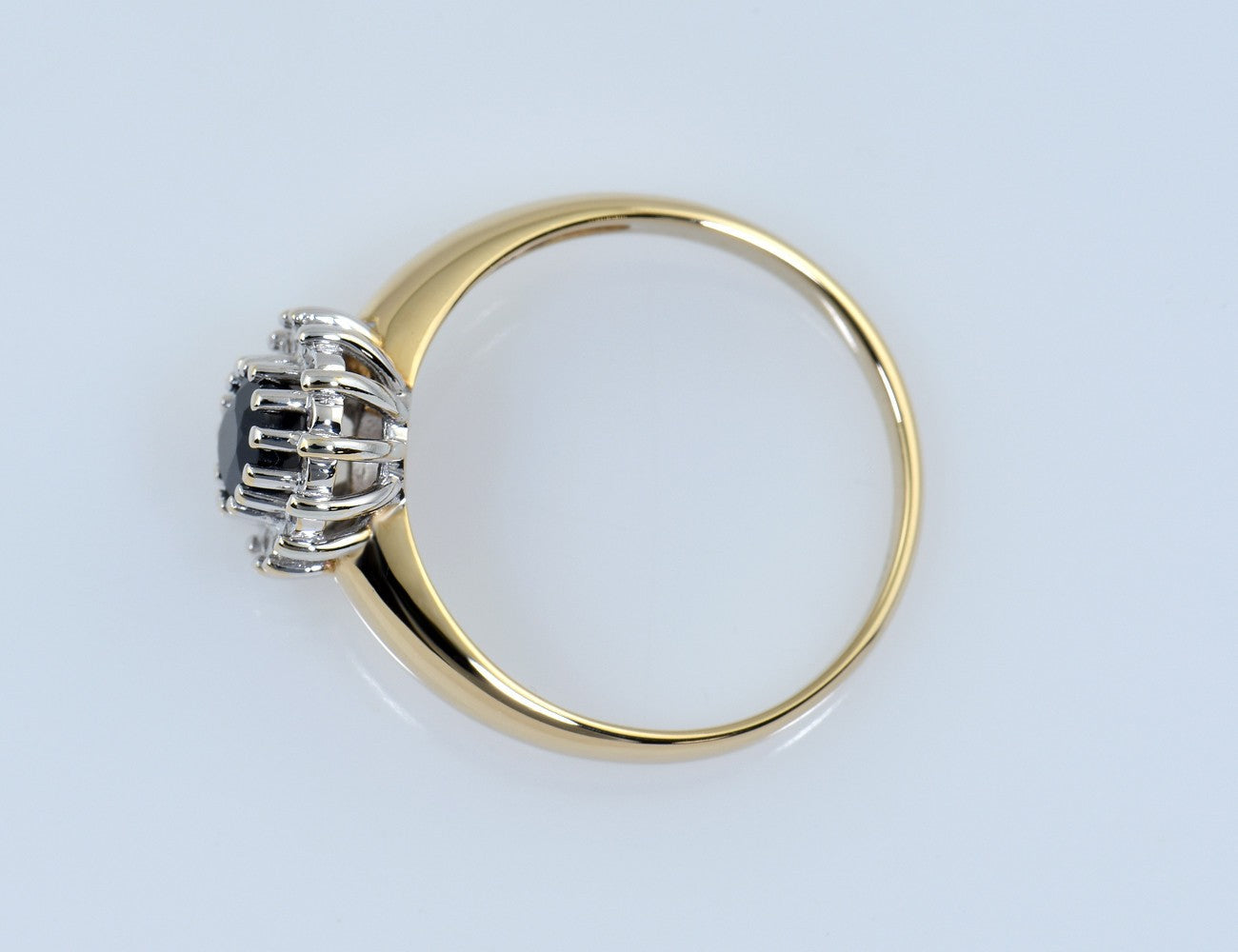 Saphir Diamant Ring 585/000 14 K Gelbgold 14 Brillanten zus. 0,15 ct