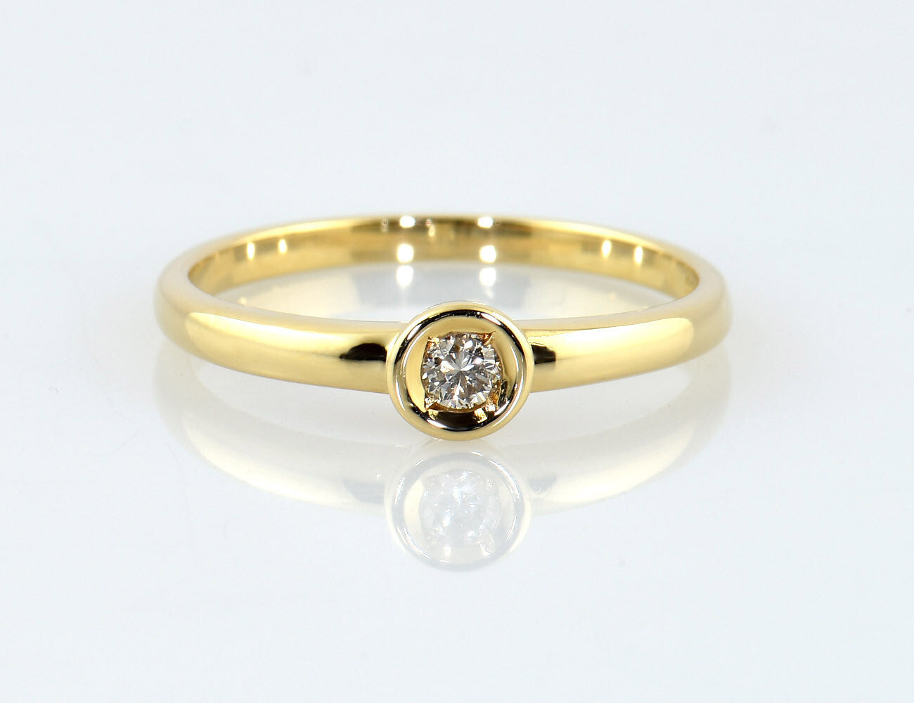 Diamant Solitär Ring 585 Gelb Gold 14 K Brillant 0,08 ct