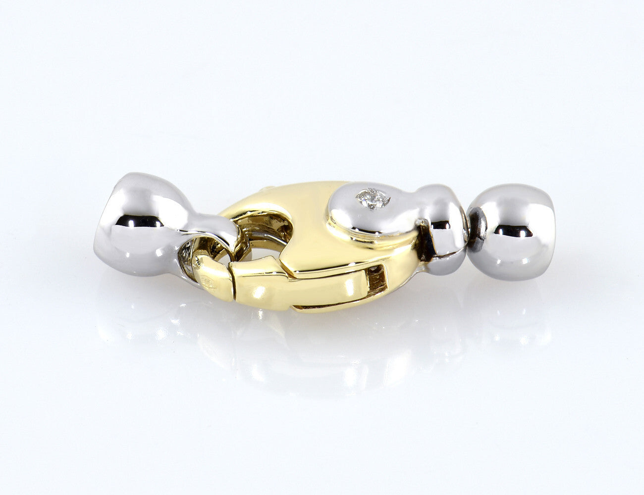 Perlenkettenschloß 585/000 14 K Gelb-, Weißgold 2 Diamanten zus. 0,03 ct