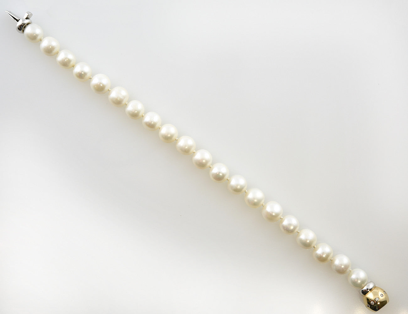 Perlen Armband 21,5 cm 585/000 14 K Gelbgold 12 Diamanten zus. 0,12 ct