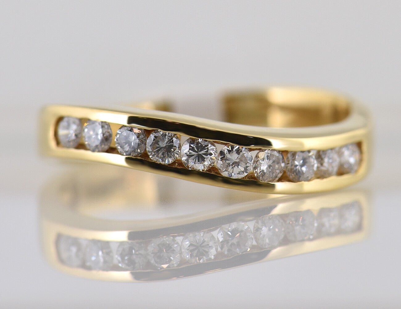 Diamant Ring Memory 750/000 18 K Gelbgold 10 Brillanten zus. 0,30 ct