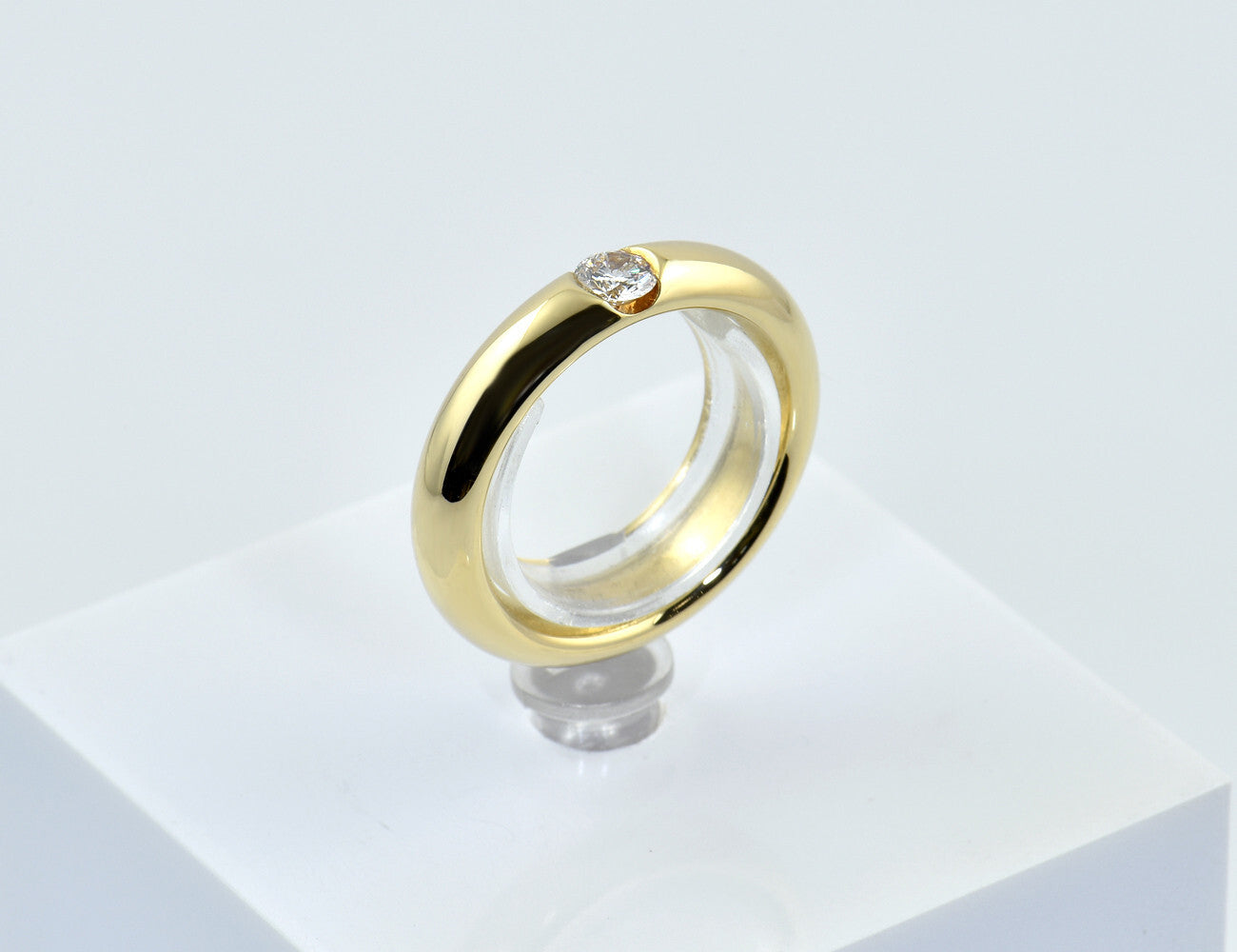 Diamant Solitär Ring 585/000 Gelbgold 14 K Brillant 0,19 ct