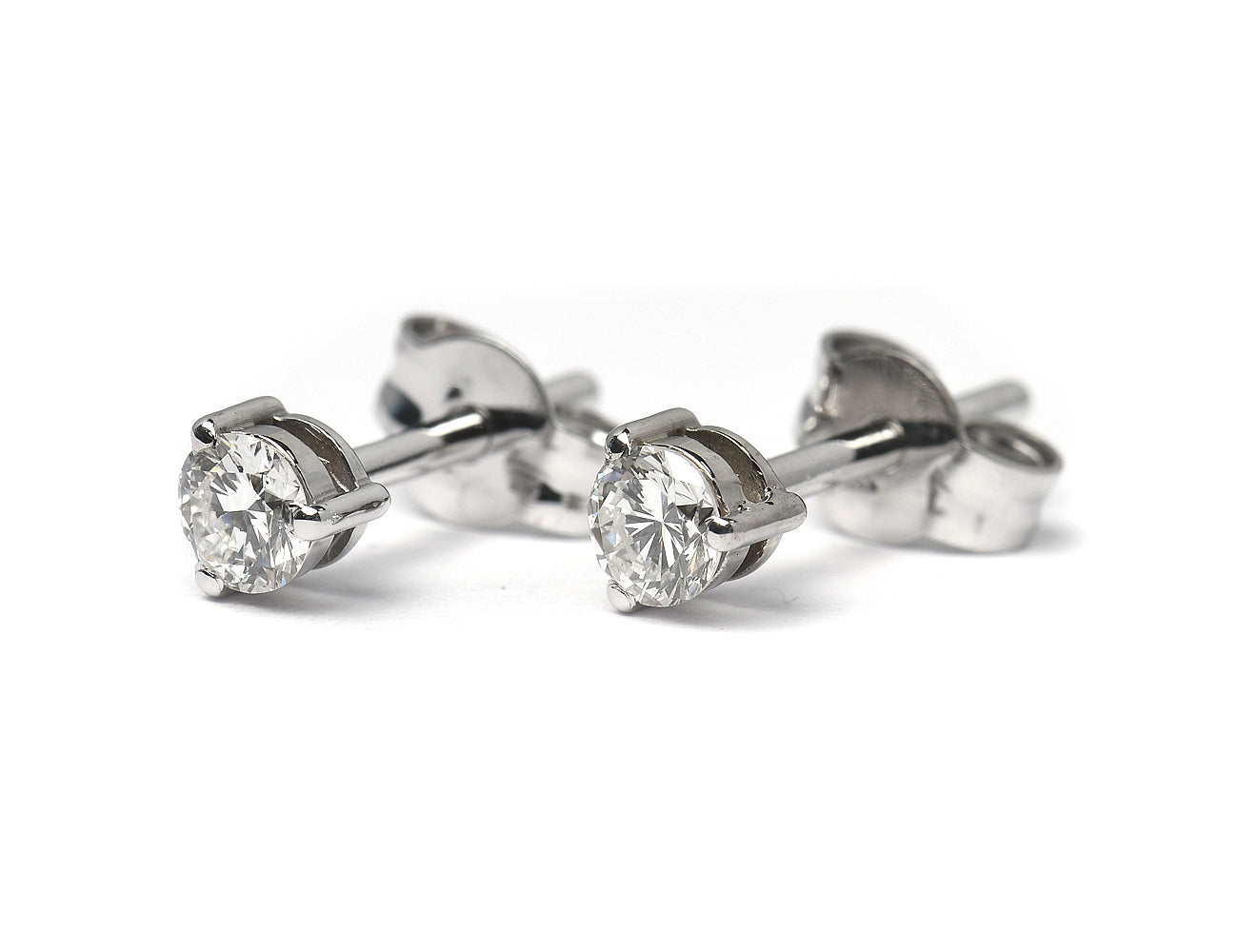 Solitär Brillant Ohrstecker Ohrringe 585 14K Weißgold, 2 Diamanten zus. 0,347 ct