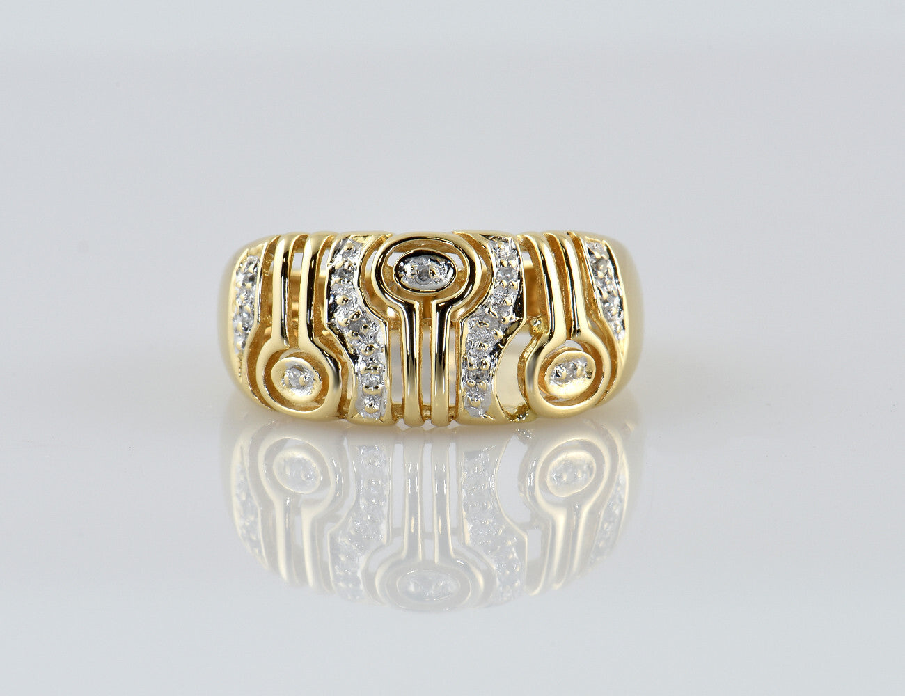 Diamant Ring 585/000 14 K Gelbgold 13 Diamanten zus. 0,12 ct