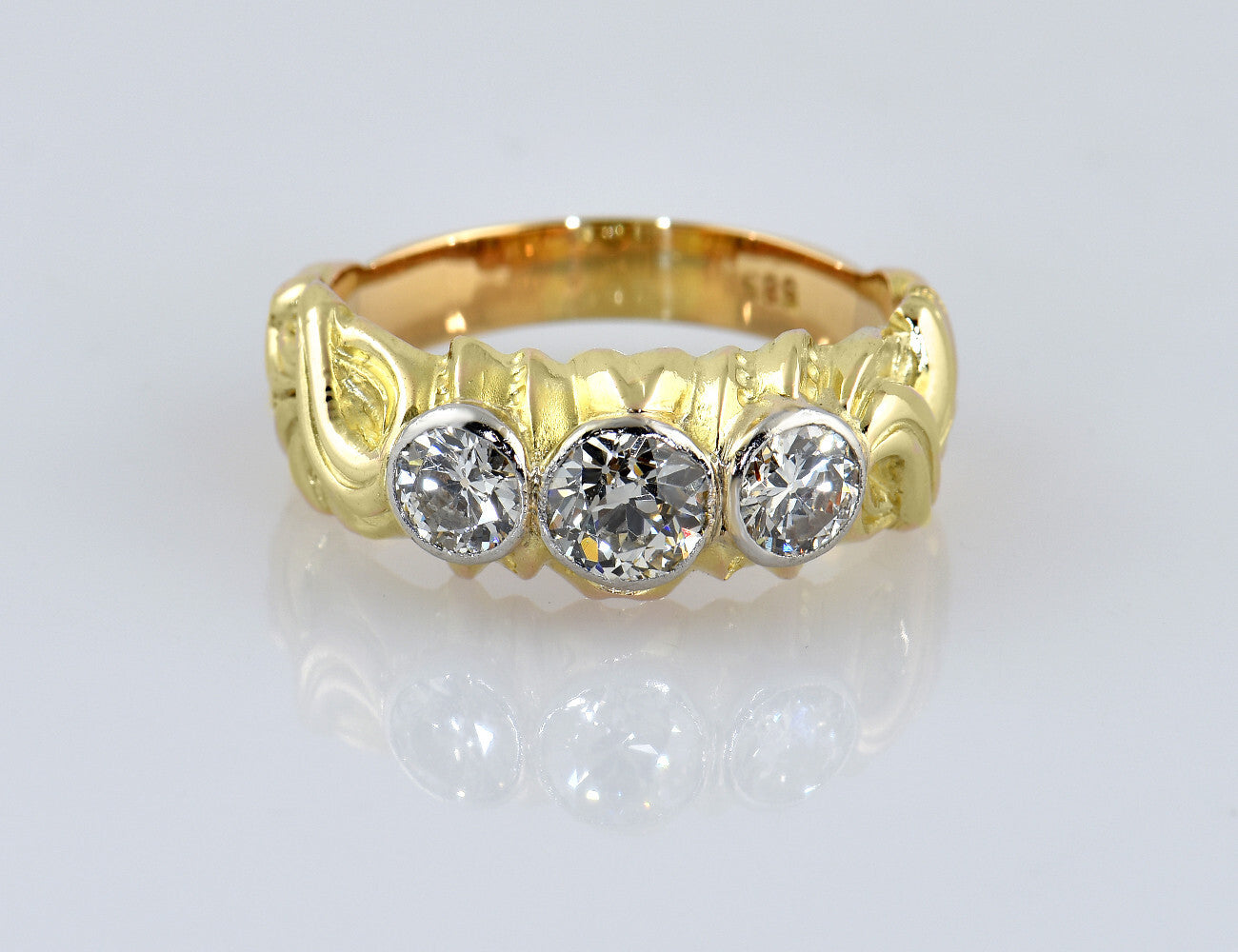 Diamant Ring 585/000 14 K Gelbgold 3 Diamanten zus. 2,15 ct