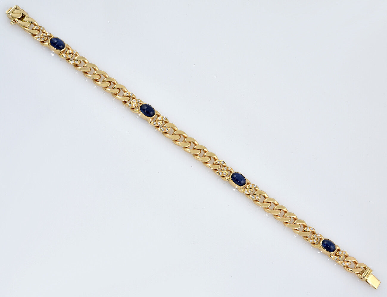 Armband Saphir 585/000 14 K Gelbgold 48 Brillanten zus. 0,50 ct 19,50 cm
