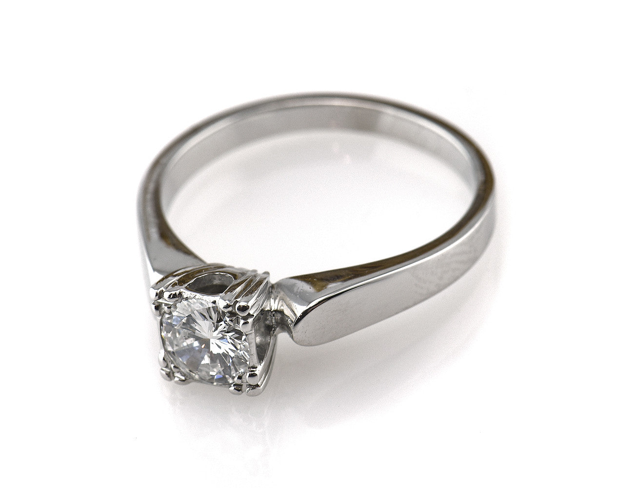 Diamond ring solitaire 585/000 14 K white gold brilliant 0.58 ct