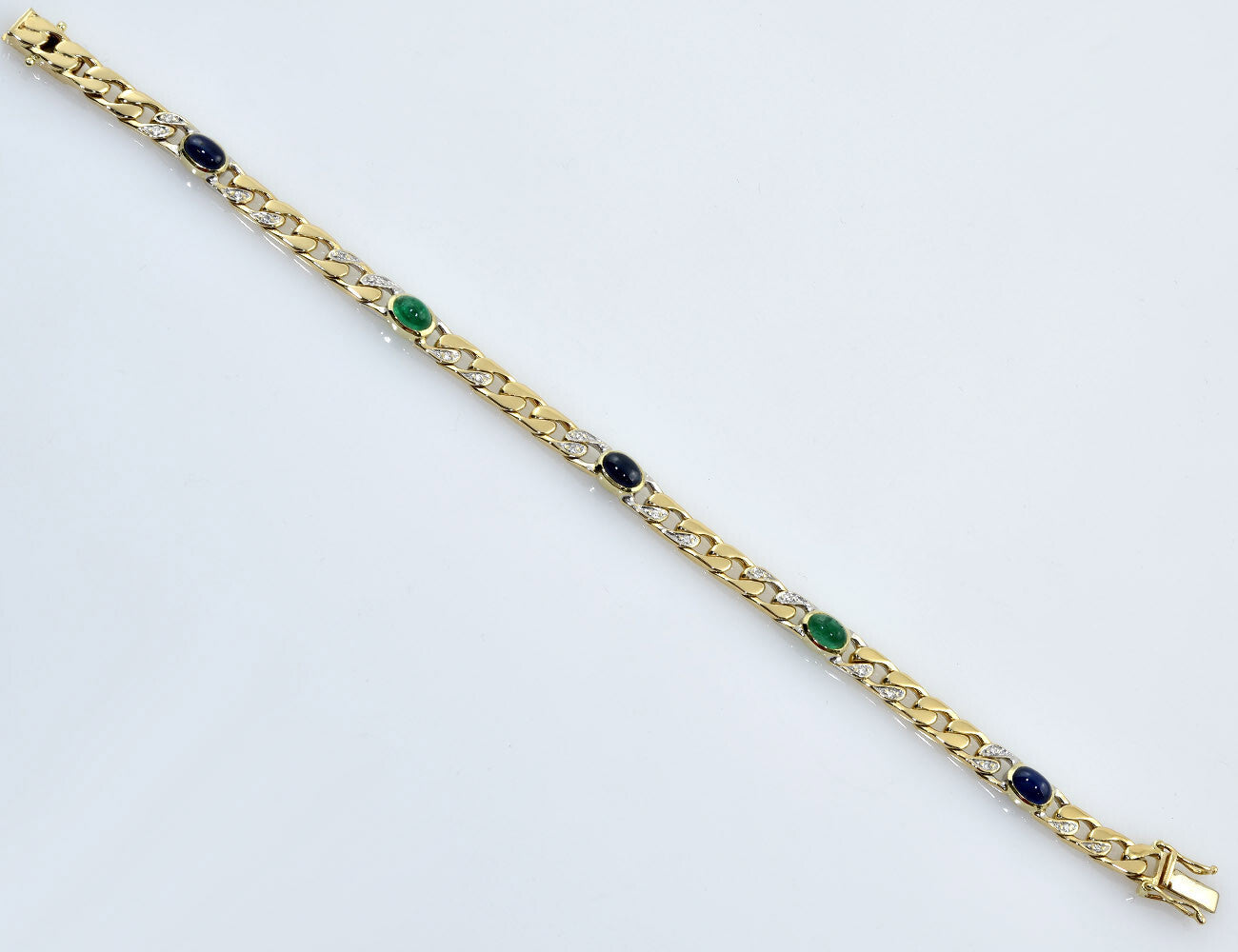 Armband Smaragd Saphir 585/000 14 K Gelbgold 20 Diamanten zus. 0,20 ct