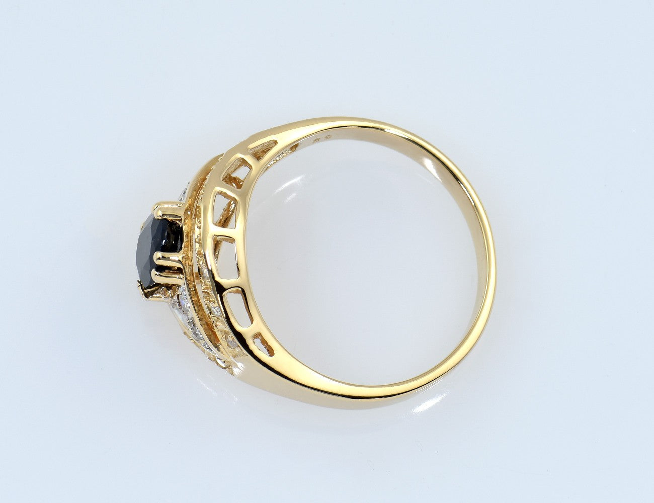 Saphir Diamant Ring 585/000 14 K Gelbgold 18 Diamanten zus. 0,20 ct