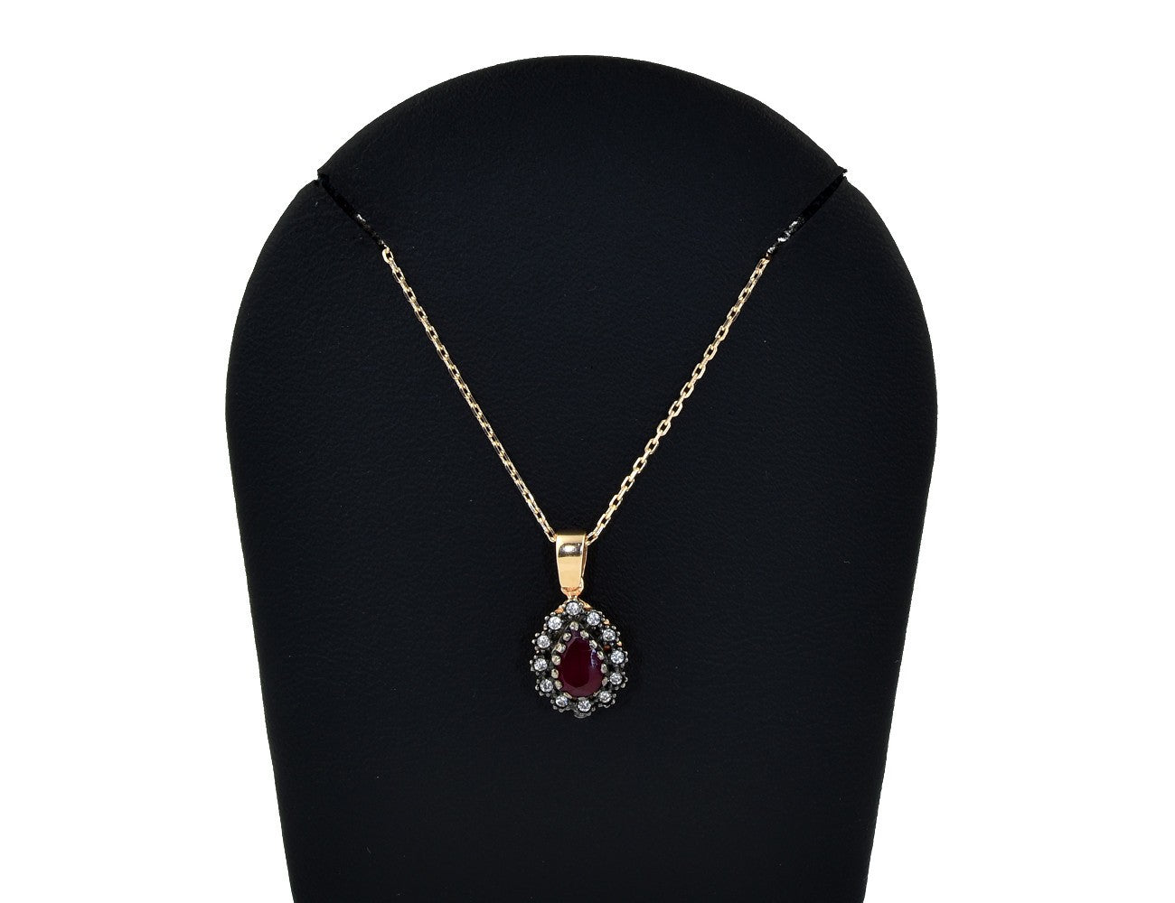 Rubin Anhänger mit Kette 585/000 14 K Gelbgold Zirkonia