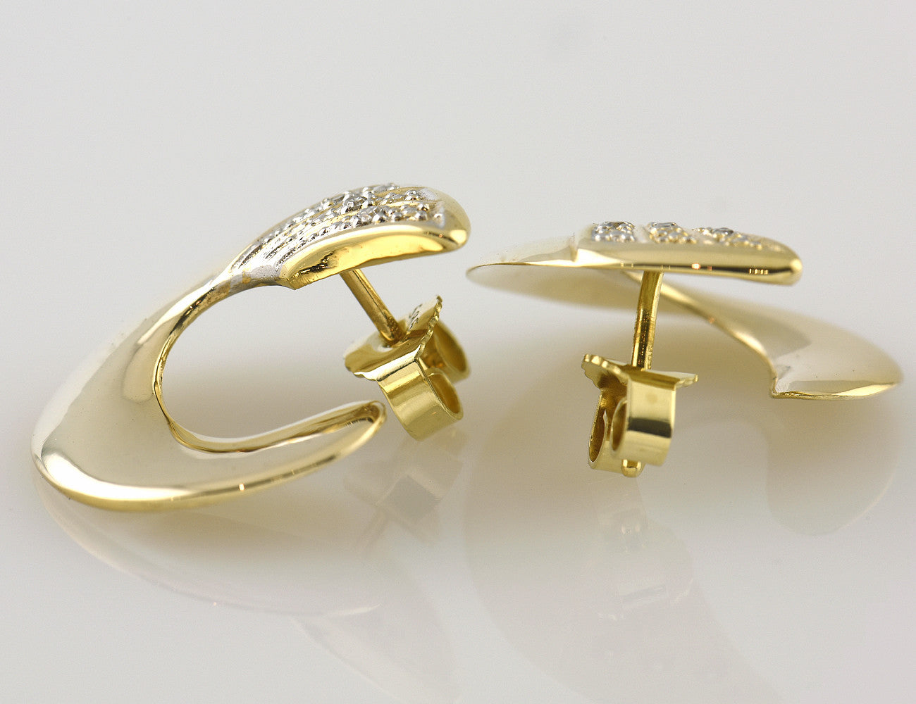 Ohrstecker 585 14 K Gelbgold, 6 Diamanten zus. 0,05 ct