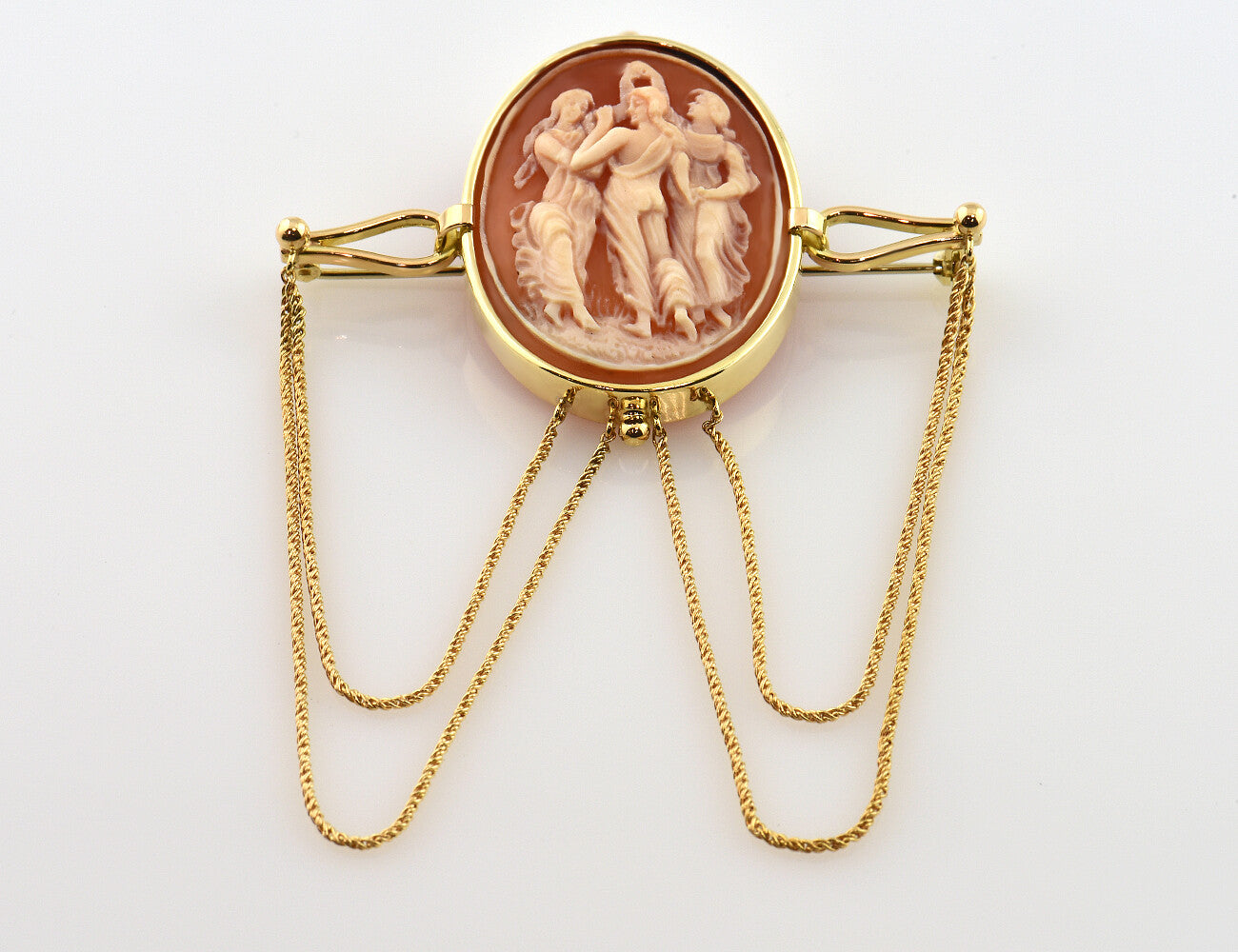 Brosche Muschelgemme 585/000 14 K Gelbgold
