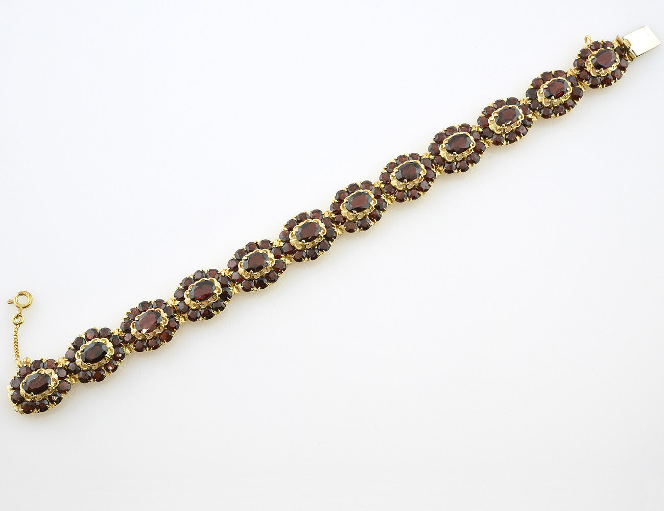 Granat Armband 585/000 14 K Gelbgold 19 cm lang