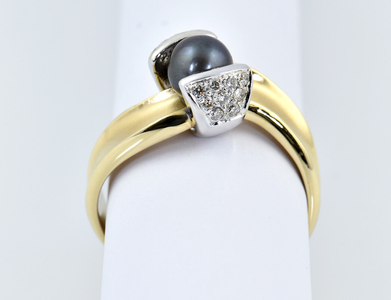 Ring Tahitiperle 585/000 14 K Gelbgold 18 Brillanten zus. 0,25 ct