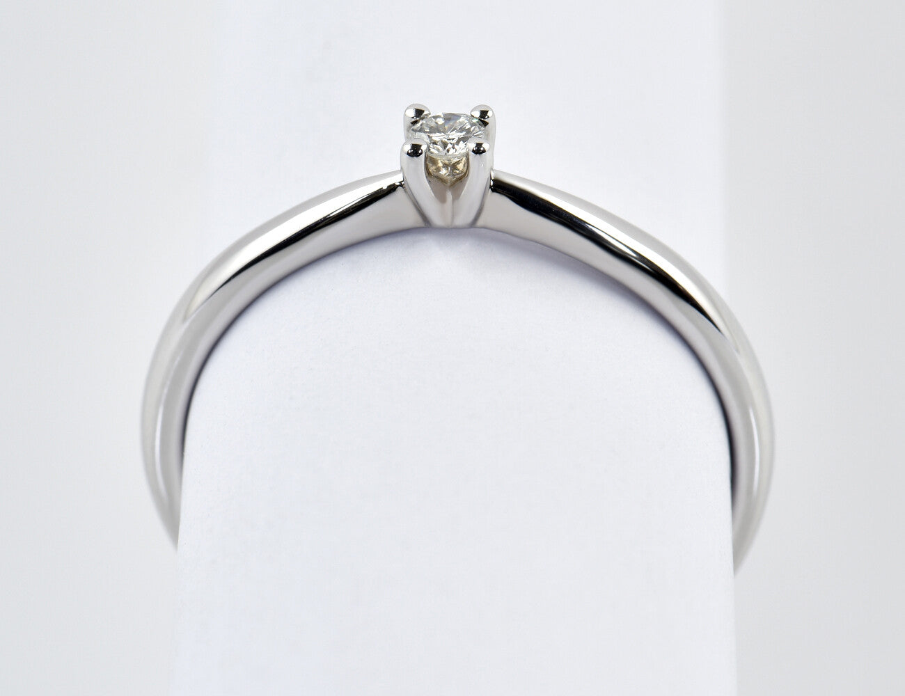 Solitär Diamant Ring 585/000 14 K Weißgold Brillant 0,05 ct