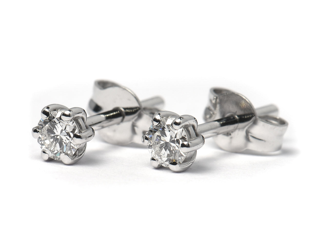 Solitär Brillant Ohrstecker Ohrringe 585 14 K Weißgold, 2 Diamanten zus. 0,32 ct