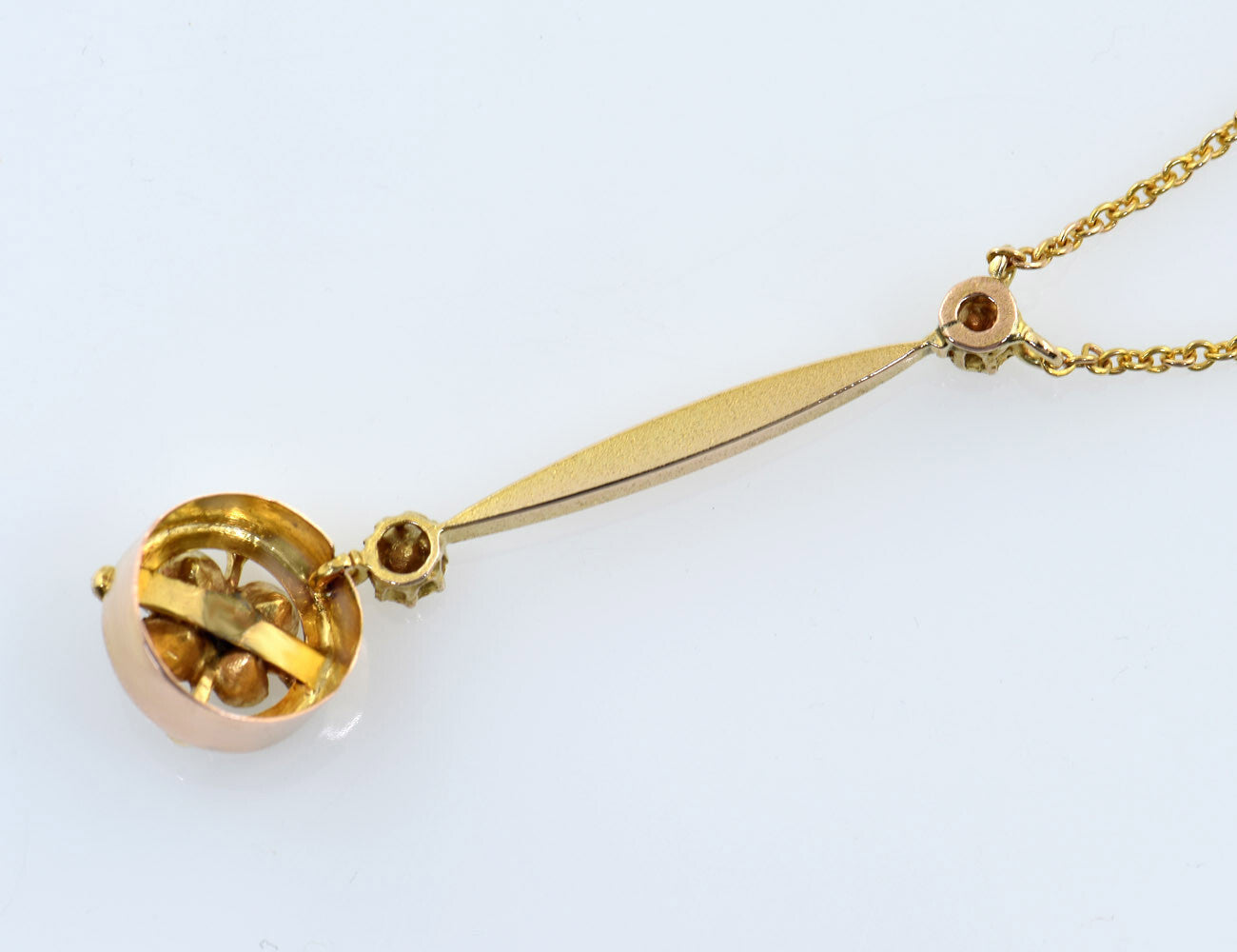 Kette 585/000 14 K Gelbgold Collier 6 Diamanten zus. 0,10 ct, 45 cm lang