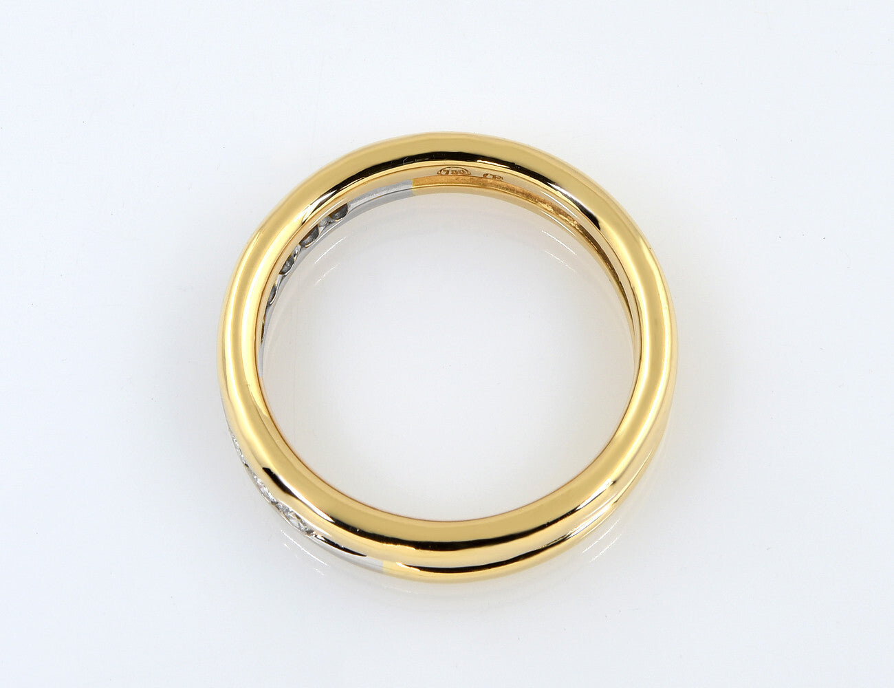 Diamant Ring Memory 750/000 18 K Gelb-/ Weißgold 10 Brillanten zus. 0,30 ct