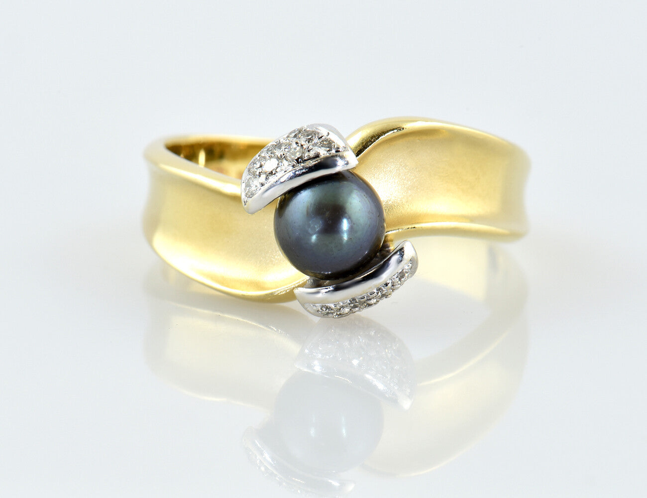 Ring Tahitiperle 585/000 14 K Gelbgold 18 Brillanten zus. 0,25 ct