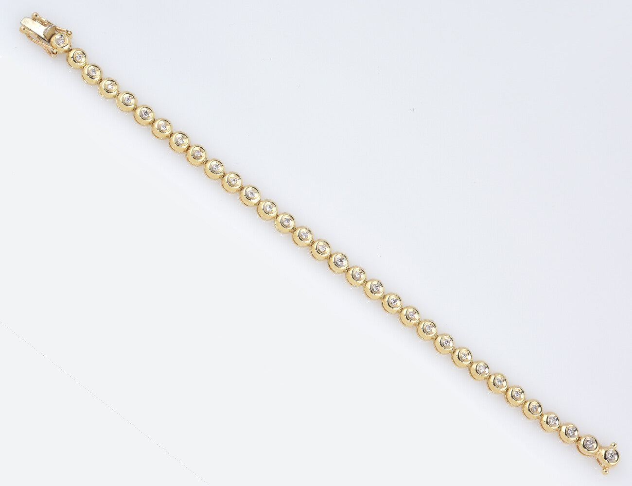 Tennis Armband 585/000 14 K Gelbgold 32 Brillanten zus. 0,32 ct, 17 cm